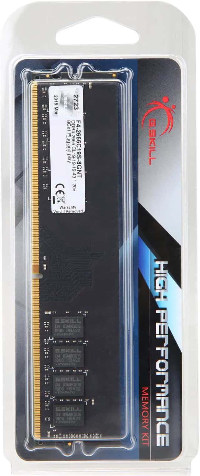 G.Skill DDR4  8GB PC 2666 CL19 G.Skill (1x8GB) 8GNT (F4-2666C19S-8GNT) thumbnail