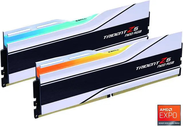 G.Skill RAM Trident Z5 Neo RGB AMD 64GB (2x 32GB) Kit DDR5 6000 MHz UDIMM weiß (F5-6000J2636H32GX2-TZ5NRW) thumbnail
