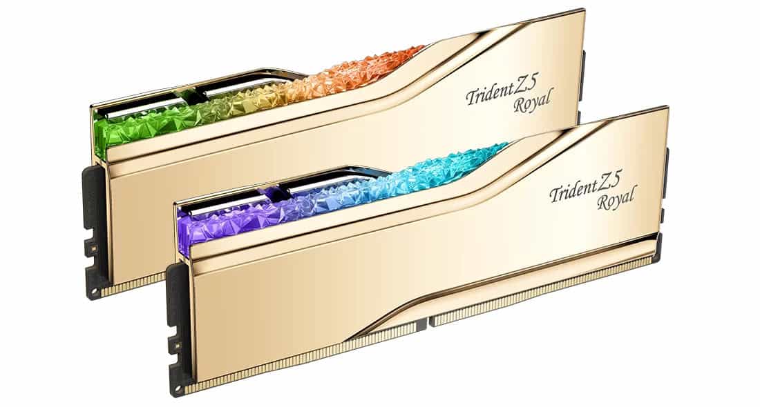 G.Skill DIMM 32 GB DDR5-6000(gold, F5-6000J2836G16GX2-TR5G, Trident Z5 Royal RGB, INTEL XMP) (F5-6000J2836G16GX2-TR5G) thumbnail