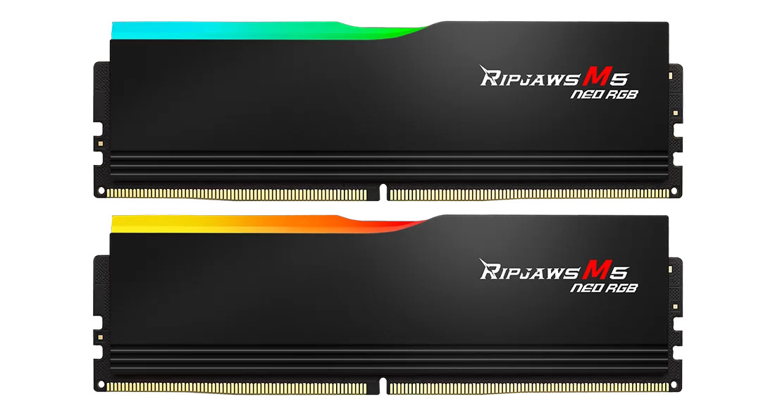 G.Skill 64GB G.Skill DIMM 6000 (2x 32 GB) Dual-Kit (schwarz, F5-6000J3636F32GX2-RM5NRK, Ripjaws M5 Neo RGB, AMD EXPO) (F5-6000J3636F32GX2-RM5NRK) thumbnail