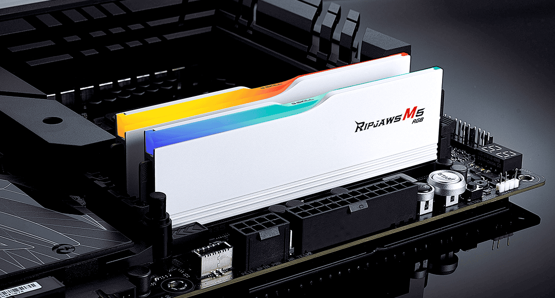 G.Skill 32GB G.Skill DIMM 6800 (2x 16 GB) Dual-Kit (wei, F5-6800J3445G16GX2-RM5RW, Ripjaws M5 RGB, INTEL XMP) (F5-6800J3445G16GX2-RM5RW) thumbnail