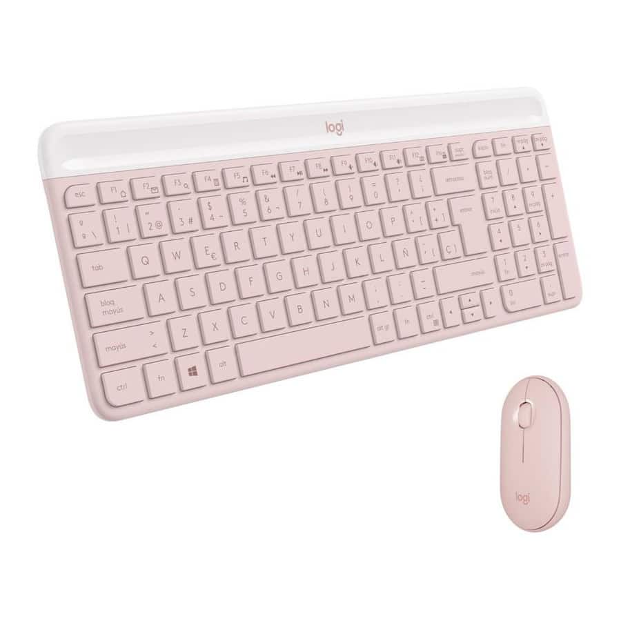 Logitech MK470 Slim Combo Draadloos Toetsenbord en Muis - Roze (920-011317) thumbnail