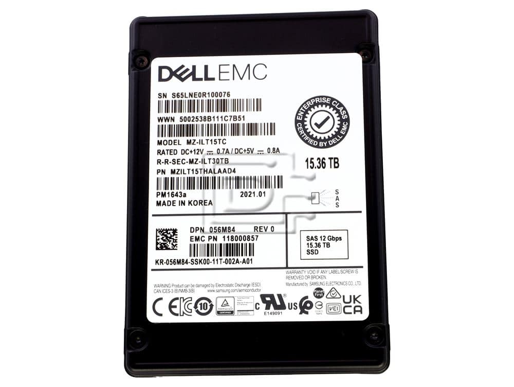 Dell 15.36TB SSD 2.5 SAS 12G RI (56M84-COMPELLENT-RFB) thumbnail