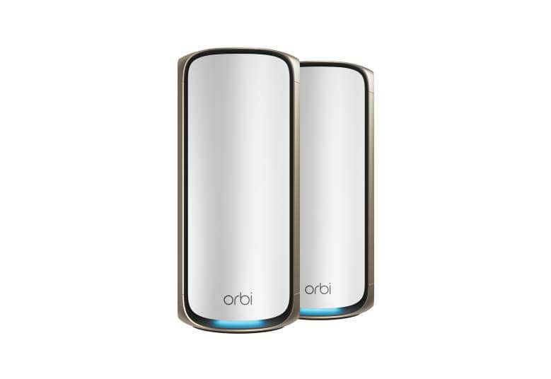 NETGEAR Orbi 970 Series Quad-Band WiFi 7, 2-Pack Quad-band (2.4 GHz / 5 GHz-1 / 5 GHz-2 / 6 GHz) Wi-Fi 6 (802.11ax) Grijs 3 Intern (RBE972S-100EUS) thumbnail