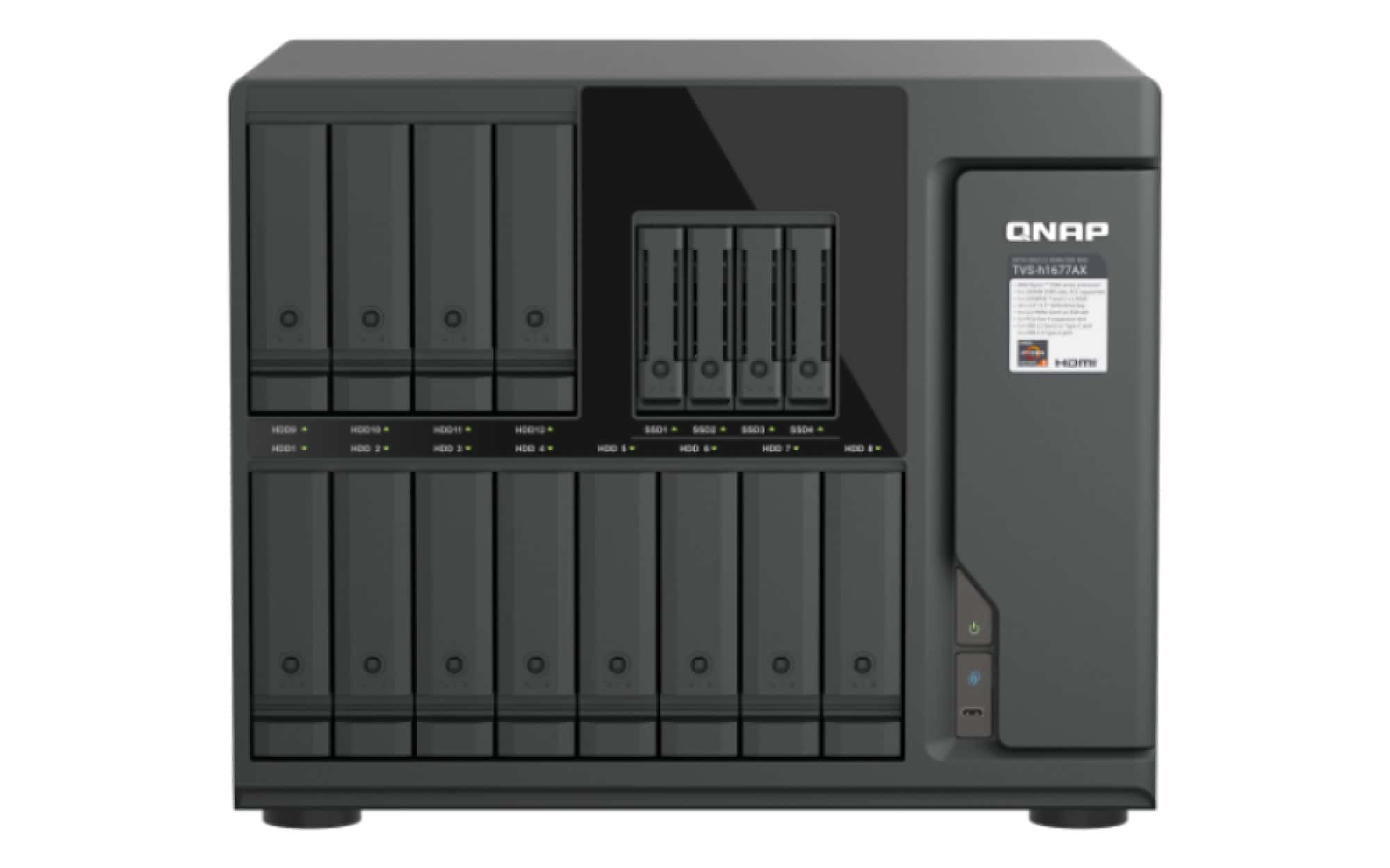 QNAP TVS-H1677AX-R5-16G data-opslag-server NAS Tower AMD Ryzen™ 5 16 GB DDR5 0 TB QuTS hero Zwart (TVS-H1677AX-R5-16G) thumbnail
