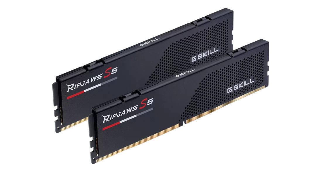 G.Skill RAM Ripjaws S5 - 32 GB (2 x 16 GB Kit) - DDR5 5200 UDIMM CL28 (F5-5200J2834F16GX2-RS5K) thumbnail