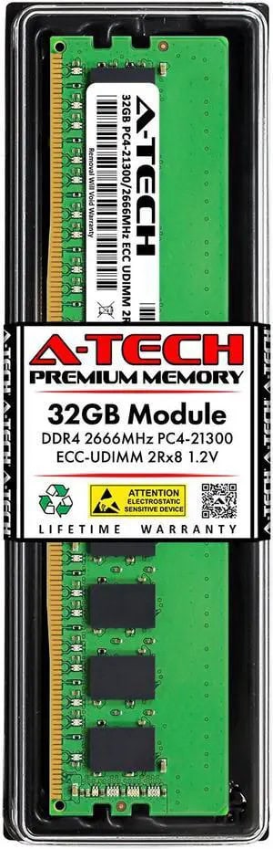 HYNIX 32GB (1*32GB) 2RX8 PC4-21300V-E DDR4-2666MHZ ECC UDIMM (HMAA4GU7AJR8N-VK) thumbnail