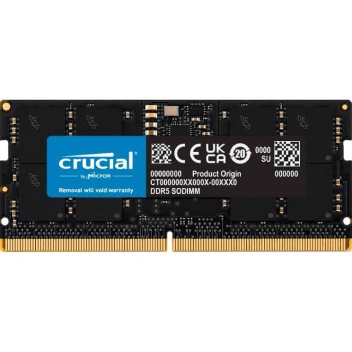 Micron Crucial RAM - 16 GB - DDR5 4800 SO-DIMM CL40 (CT16G48C40S5T) thumbnail