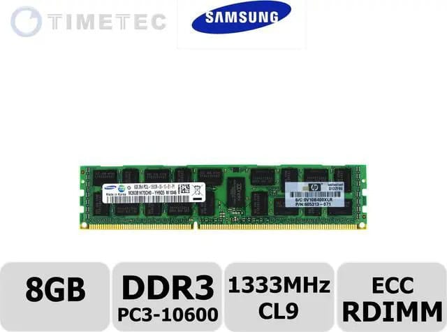 Samsung 8gb 2rx4 Ddr3 1333mhz 1.35v 240-pin Cl9 Ecc Rdimm Memory Module (M393B1K70CH0) thumbnail