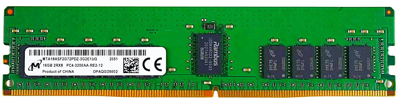 Micron RAM DDR4 REG 16GB/PC3200/ECC/Micron(GBT/2Rx8)Pull/Ref. (MT18ASF2G72PDZ-3G2J3UI) (MT18ASF2G72PDZ-3G2J3UI) thumbnail