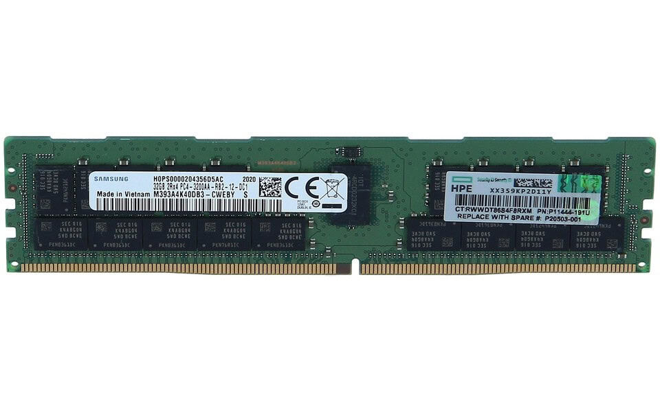 HP 32GB (1*32GB) 2RX4 PC4-25600AA-R DDR4-3200MHZ RDIMM (T2) (P07646-B21-T2) thumbnail
