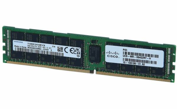 CISCO 64GB (1*64GB) 2RX4 PC4-23400Y-R DDR4-2933MHZ RDIMM (T2) (UCS-MR-X64G2RT-H-T2) thumbnail