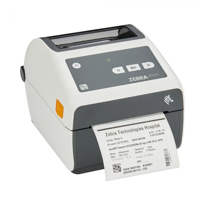 Zebra ZD421, cartridge, 12 dots/mm (300 dpi), RTC, USB, USB Host, BT, WLAN, EPLII, ZPLII, USB, grijs (ZD4A043-C0EW02EZ) thumbnail