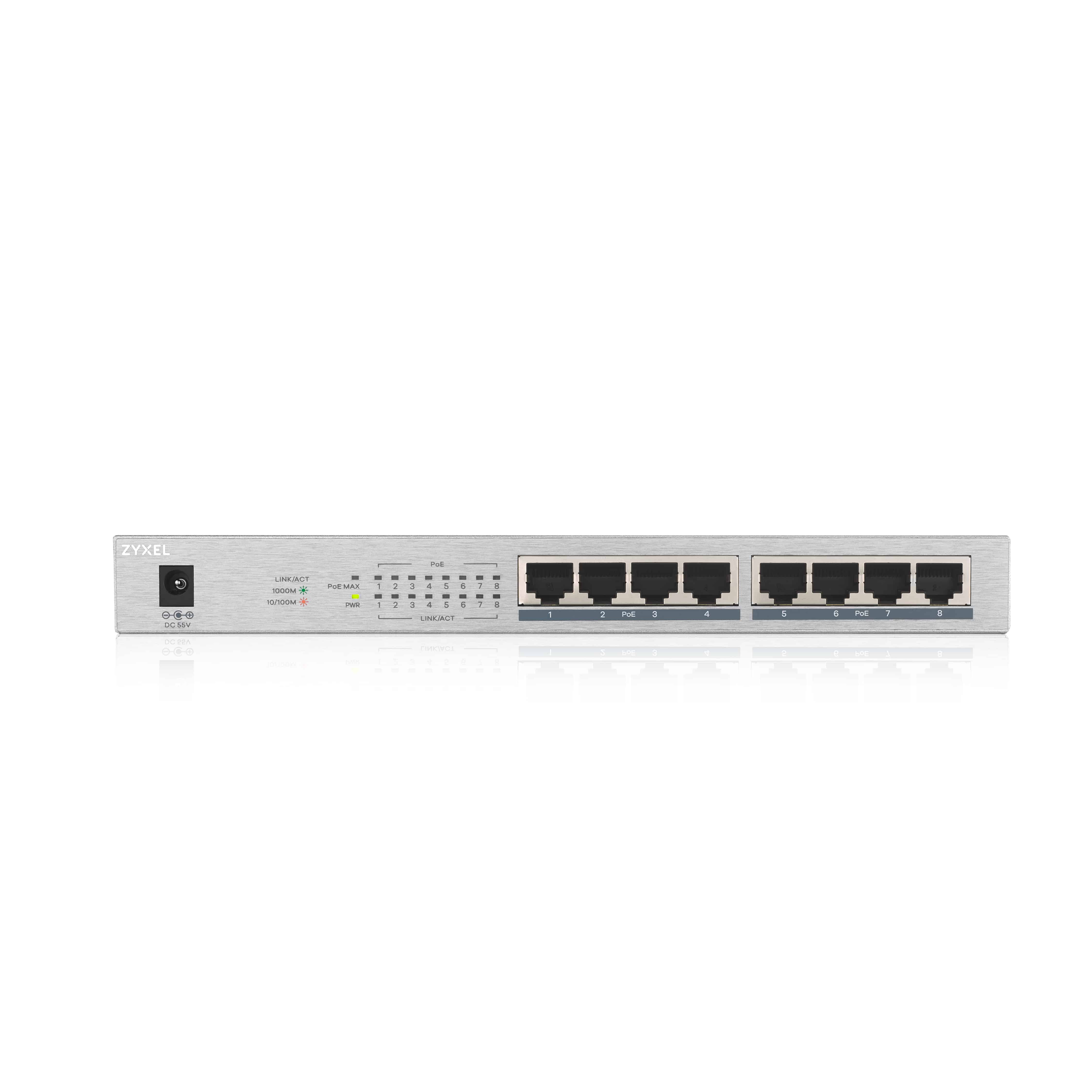 Zyxel GS1008HP Unmanaged Gigabit Ethernet (10/100/1000) Power over Ethernet (PoE) Grijs (GS1008HP-EU0101F) thumbnail