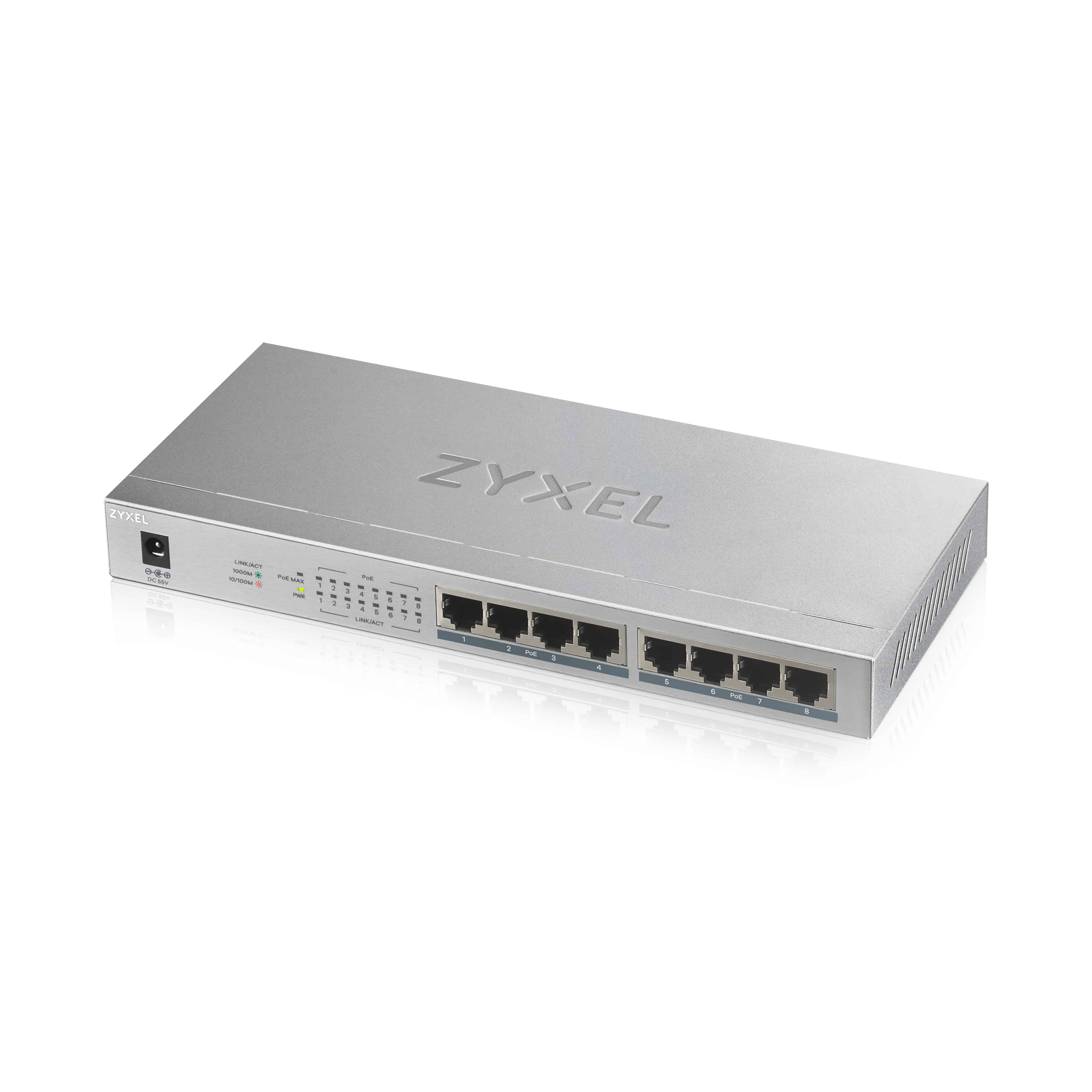Zyxel GS1008HP Unmanaged Gigabit Ethernet (10/100/1000) Power over Ethernet (PoE) Grijs (GS1008HP-EU0101F) thumbnail