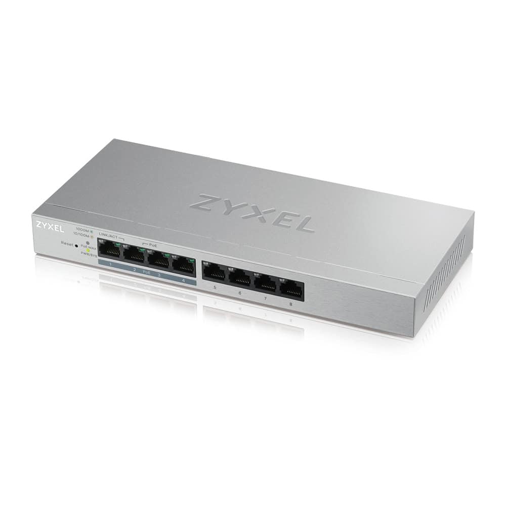 Zyxel GS1200-8HP v2 Managed Gigabit Ethernet (10/100/1000) Power over Ethernet (PoE) Grijs (GS1200-8HPV2-EU0101F) thumbnail
