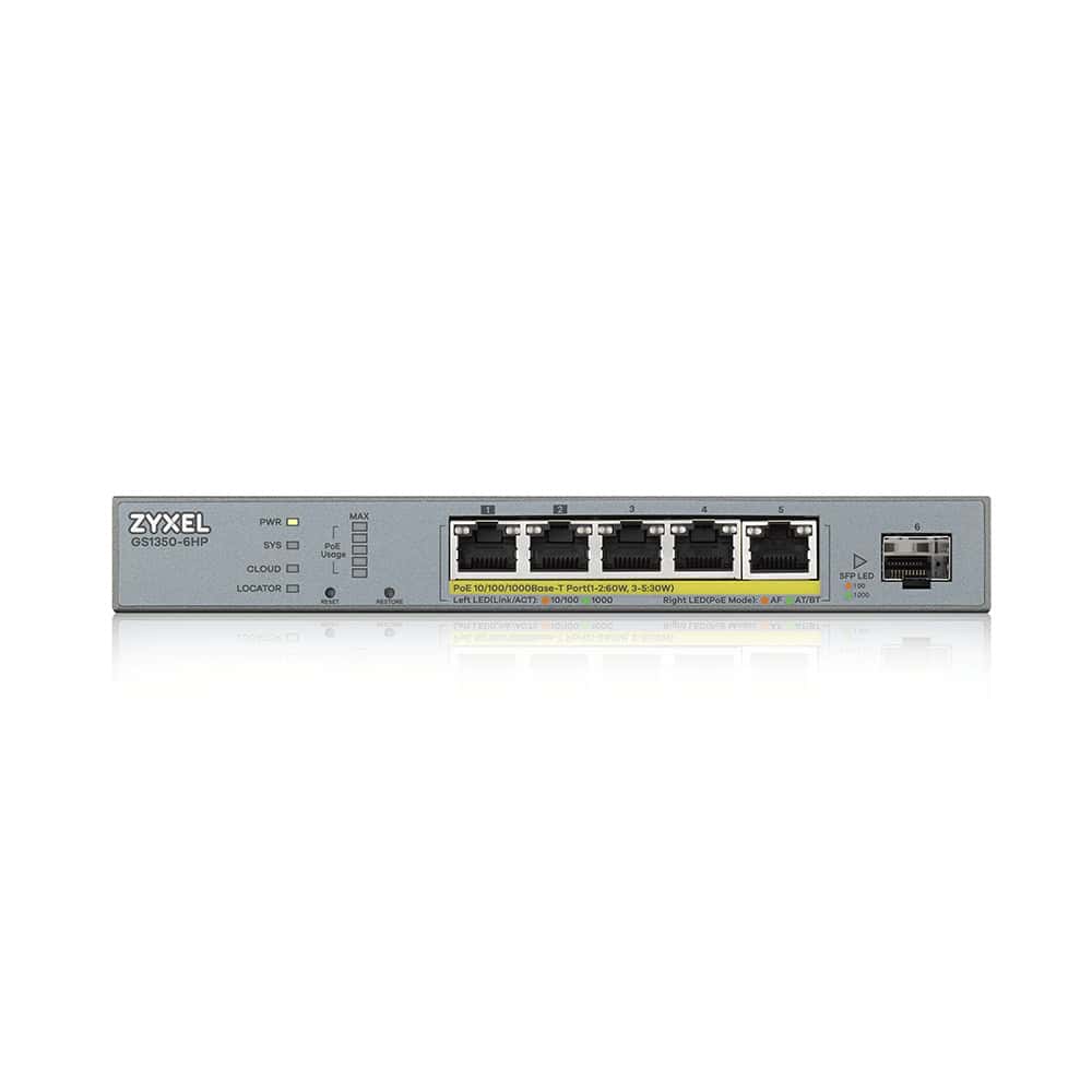 Zyxel GS1350-6HP-EU0101F netwerk-switch Managed L2 Gigabit Ethernet (10/100/1000) Power over Ethernet (PoE) Grijs (GS1350-6HP-EU0101F) thumbnail