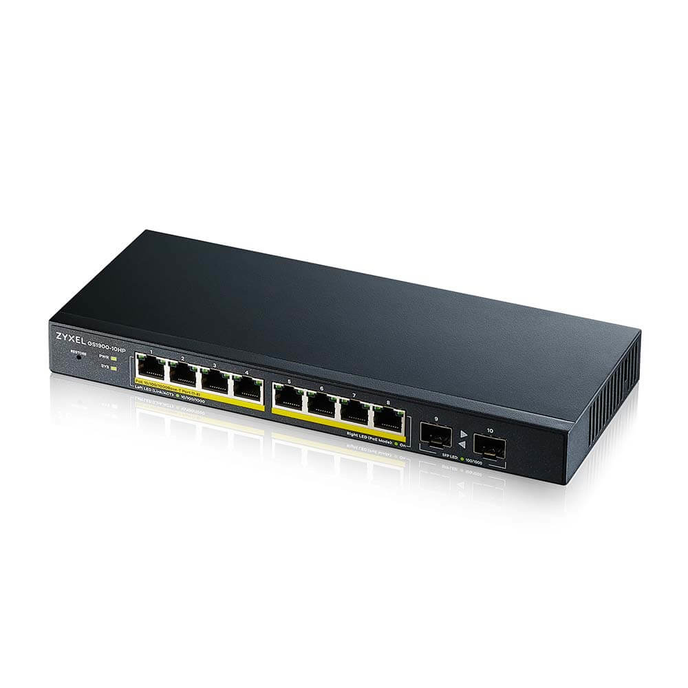 Zyxel GS1900-10HP Managed L2 Gigabit Ethernet (10/100/1000) Power over Ethernet (PoE) Zwart (GS1900-10HP-EU0102F) thumbnail