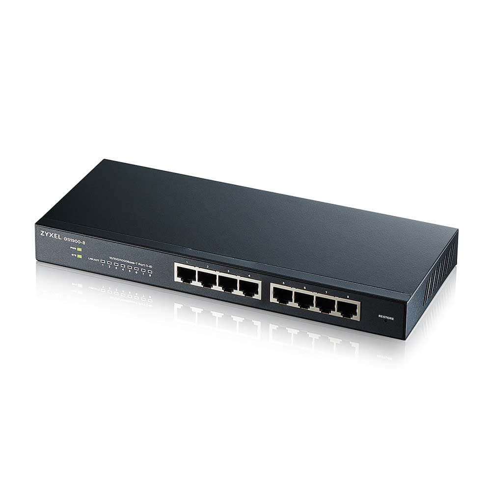 Zyxel GS1900-8 Managed L2 Gigabit Ethernet (10/100/1000) Zwart (GS1900-8-EU0102F) thumbnail