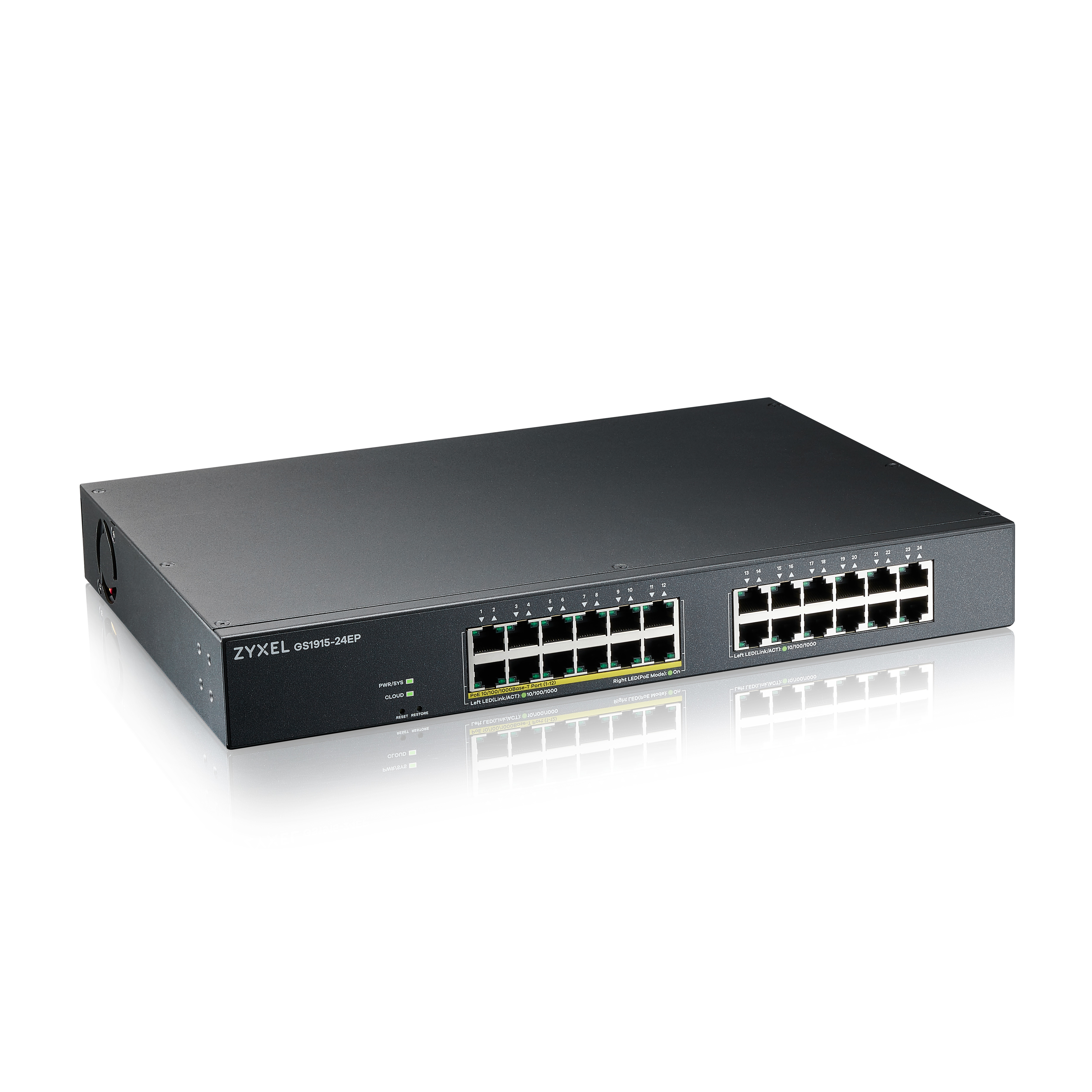 Zyxel GS1915-24EP Managed L2 Gigabit Ethernet (10/100/1000) Power over Ethernet (PoE) 1U Zwart (GS1915-24EP-EU0101F) thumbnail