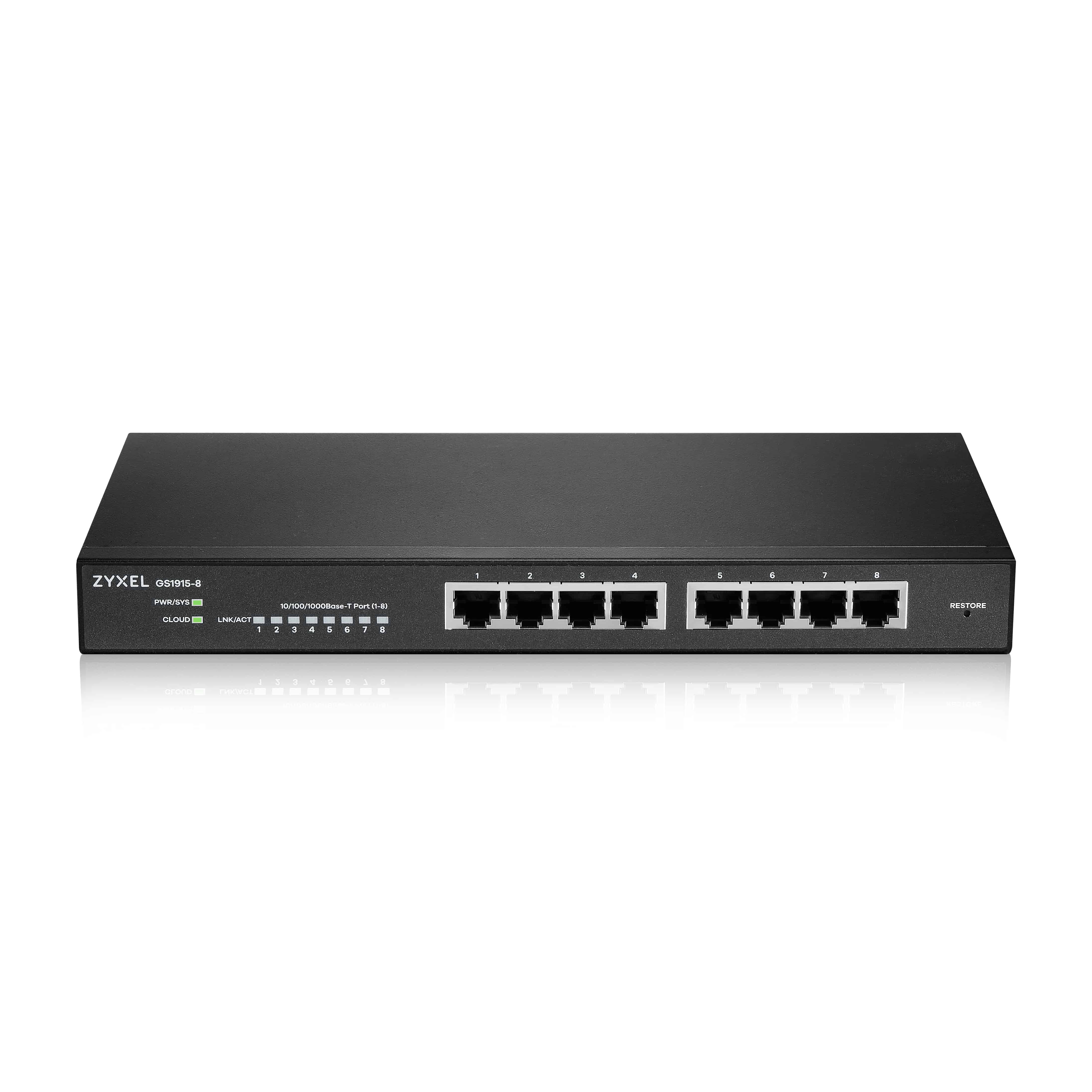 Zyxel GS1915-8 Managed L2 Gigabit Ethernet (10/100/1000) Zwart (GS1915-8-EU0101F) thumbnail