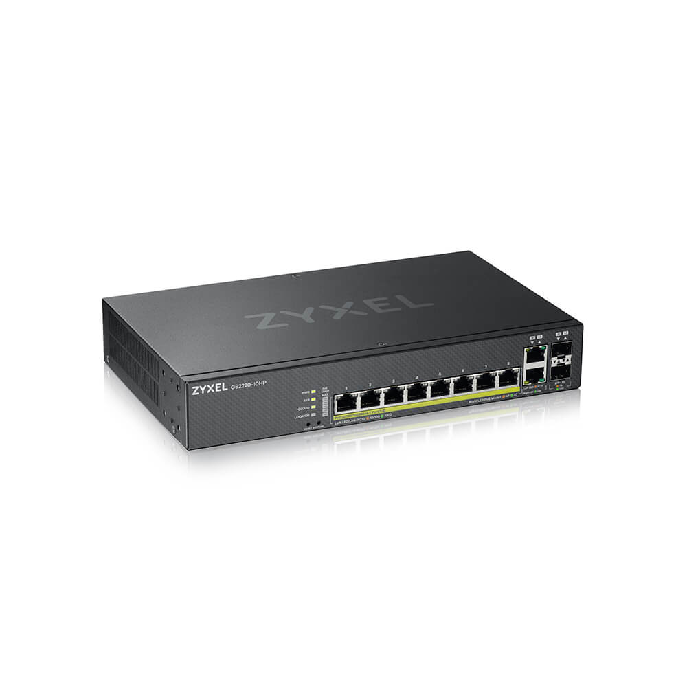 Zyxel GS2220-10HP-EU0101F netwerk-switch Managed L2 Gigabit Ethernet (10/100/1000) Power over Ethernet (PoE) Zwart (GS2220-10HP-EU0101F) thumbnail