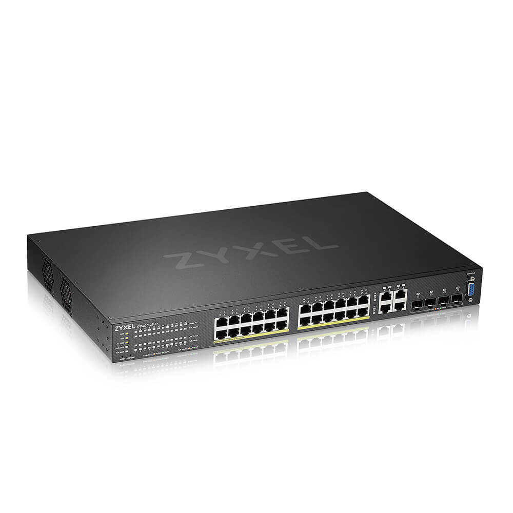 Zyxel GS2220-28HP-EU0101F netwerk-switch Managed L2 Gigabit Ethernet (10/100/1000) Power over Ethernet (PoE) Zwart (GS2220-28HP-EU0101F) thumbnail Zyxel GS2220-28HP-EU0101F netwerk-switch Managed L2 Gigabit Ethernet (10/100/1000) Power over Ethernet (PoE) Zwart (GS2220-28HP-EU0101F) thumbnail