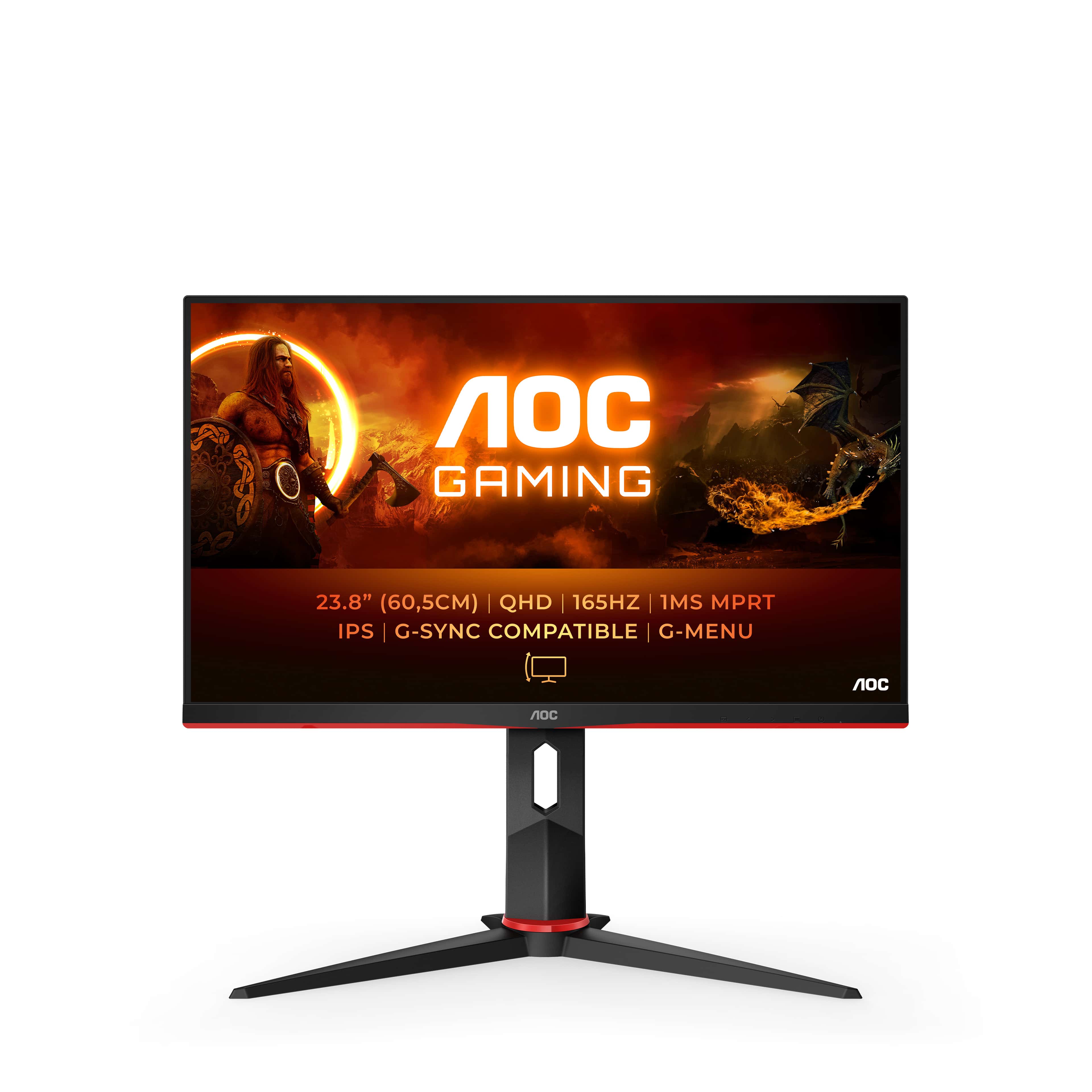 AOC G2 Q24G2A/BK computer monitor 60,5 cm (23.8) 2560 x 1440 Pixels Zwart, Rood (Q24G2A/BK) thumbnail