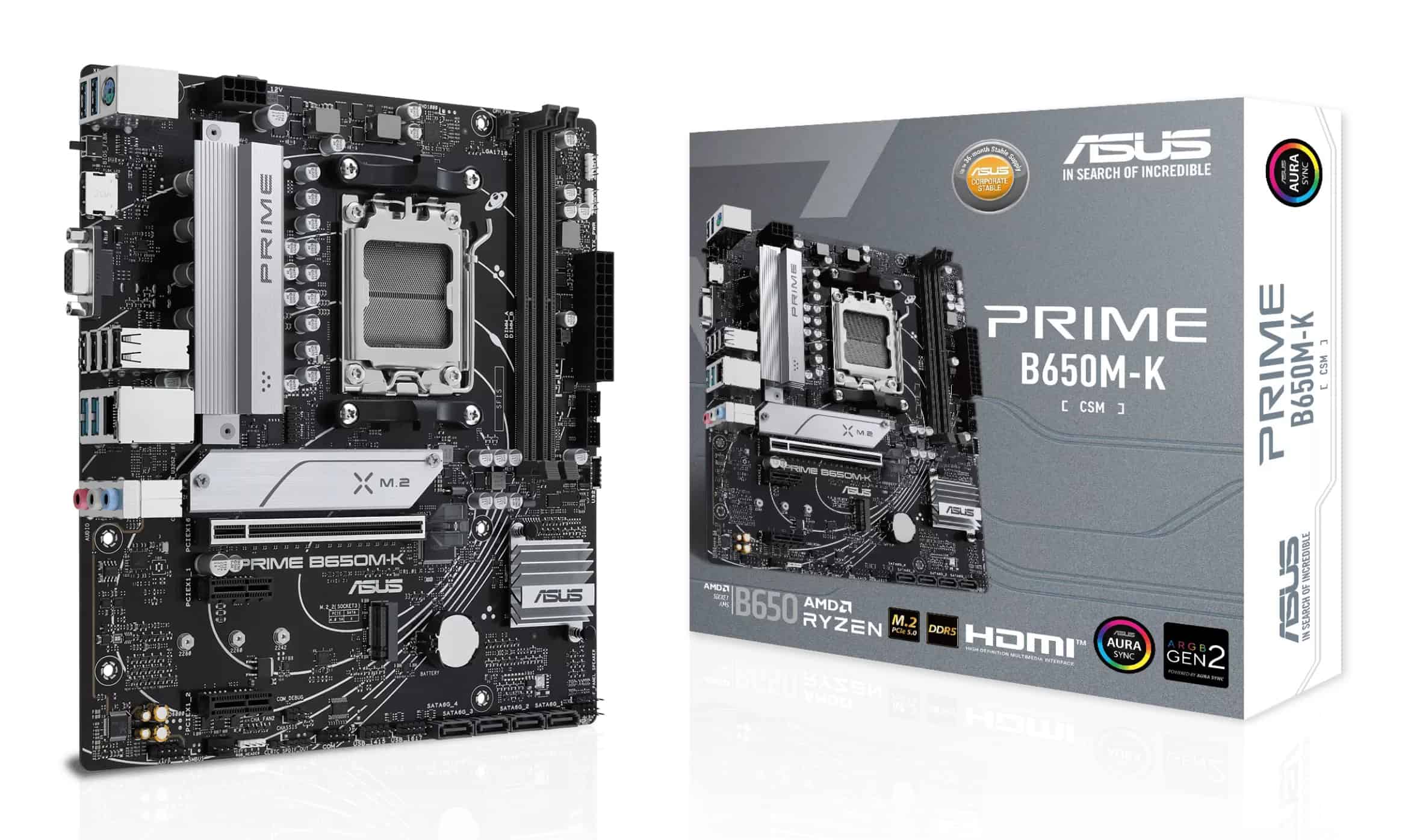 ASUS PRIME B650M-K AMD B650 Socket AM5 micro ATX (90MB1F60-M0EAY0) thumbnail