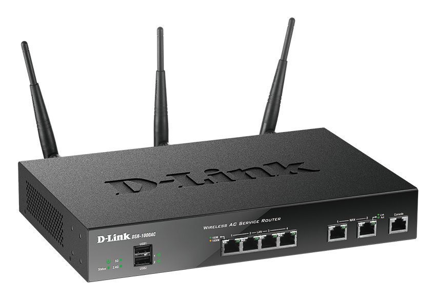 D-Link DSR-1000AC draadloze router Gigabit Ethernet Dual-band (2.4 GHz / 5 GHz) Zwart (DSR-250-WCF-12-LIC) thumbnail