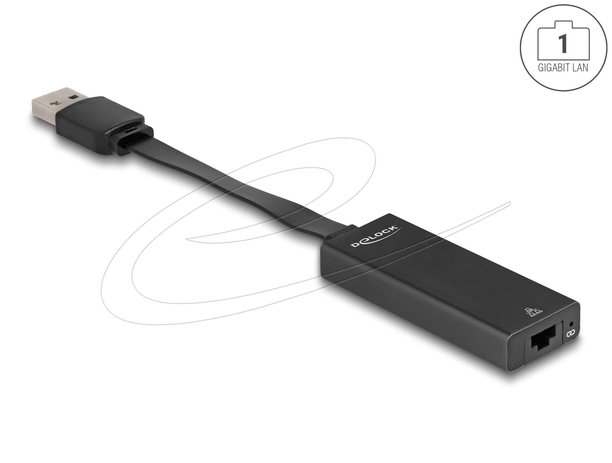 DELOCK USB Typ-A Adapter zu Gigabit LAN slim (66245) thumbnail