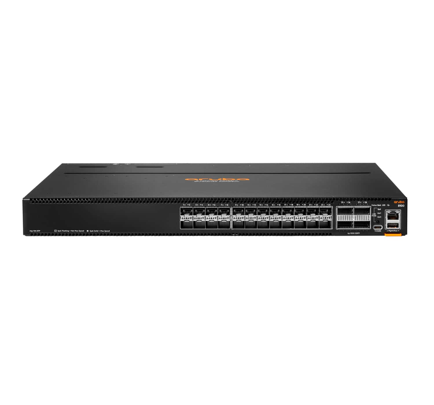 Product Image for HPE Aruba Networking CX 8100 24x10G SFP+ 4x40/100G QSFP28 FB Airflow 3Fan 2AC PSU Managed L3 Geen 1U