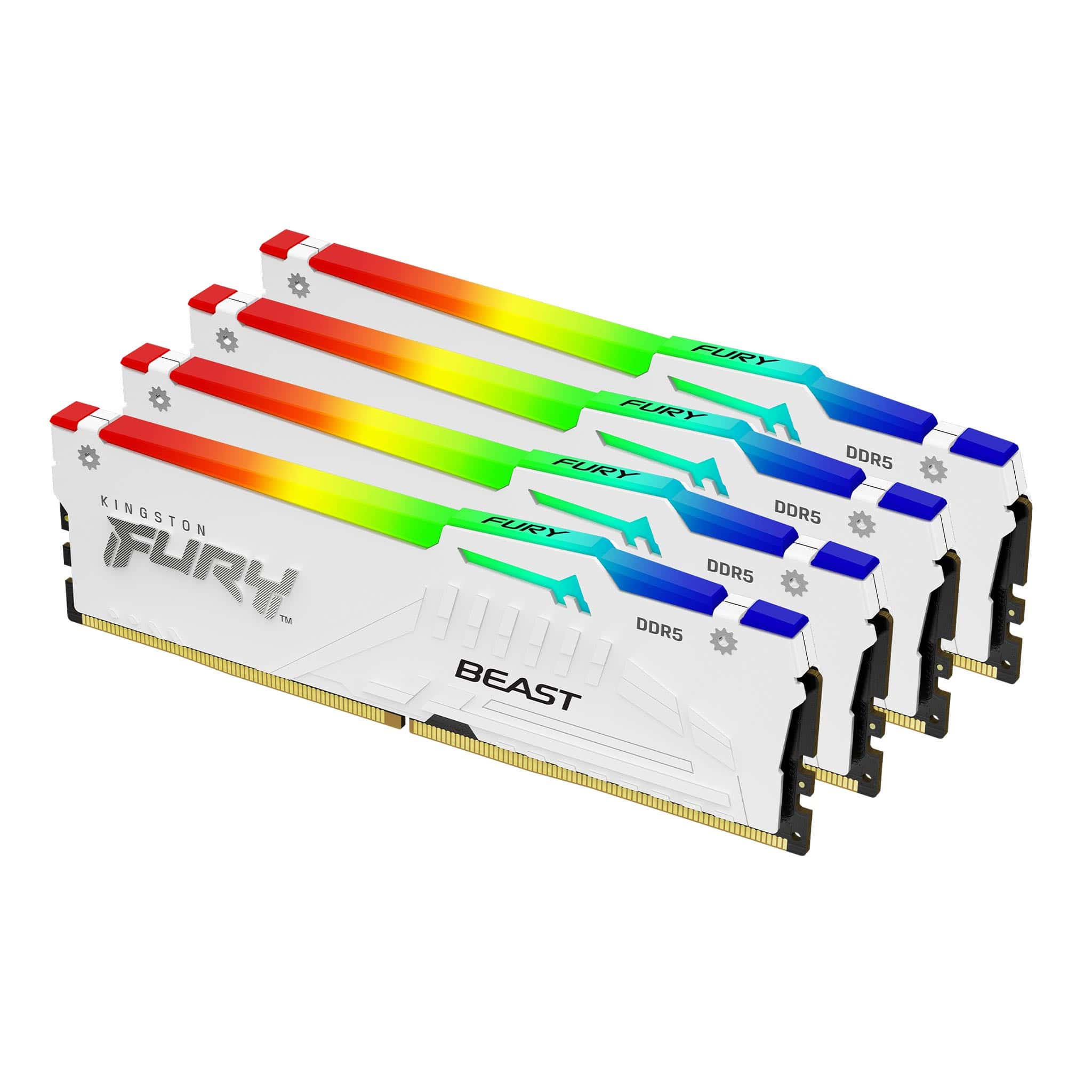 Kingston Technology FURY Beast 64GB 5200MT/s DDR5 CL40 DIMM (Kit van 4) White RGB XMP (KF552C40BWAK4-64) thumbnail