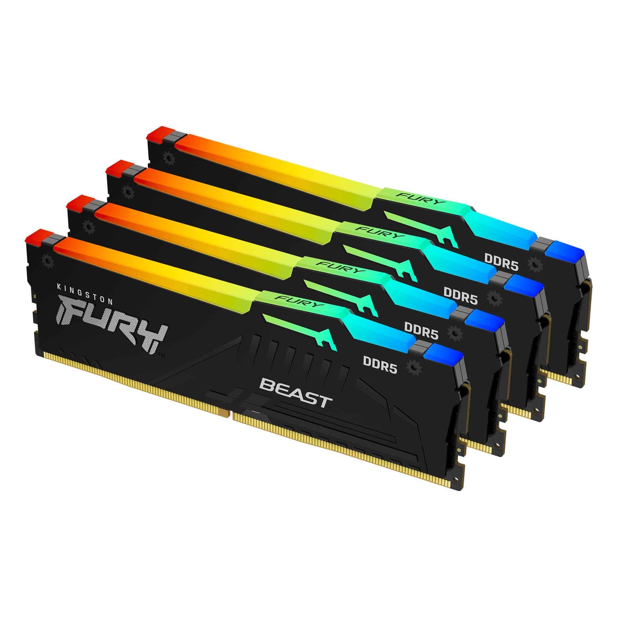 Kingston Technology FURY Beast RGB geheugenmodule 64 GB 4 x 16 GB DDR5 6000 MHz (KF560C40BBAK4-64) thumbnail