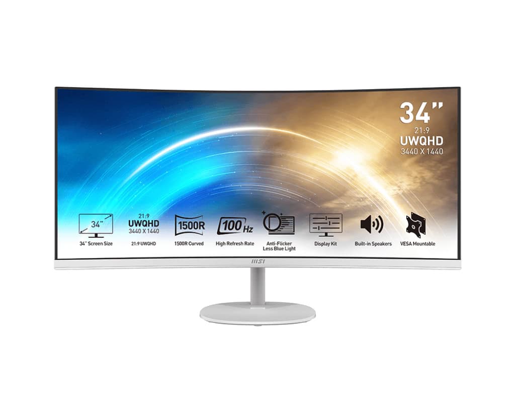 MSI Pro MP341CQWDE computer monitor 86,4 cm (34) 3440 x 1440 Pixels UltraWide Quad HD Wit (9S6-3PB2CT-010) thumbnail