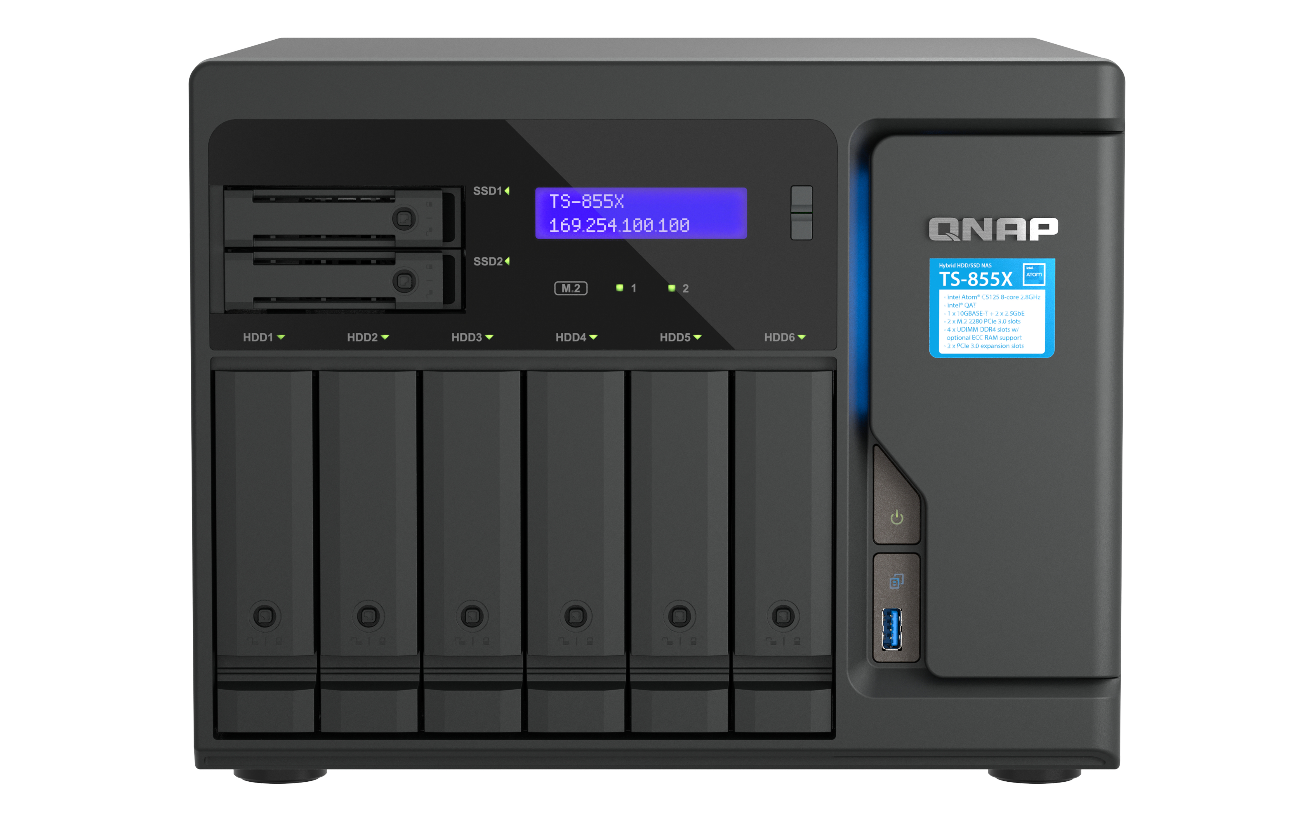 QNAP TS-855X SAN Tower Intel Atom® C5125 8 GB DDR4 0 TB QNAP QTS Zwart (TS-855X-8G) thumbnail