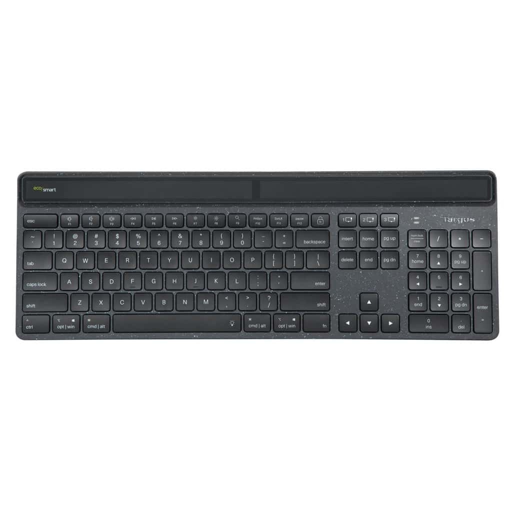 Targus Sustainable Energy Harvesting EcoSmart toetsenbord Universeel Bluetooth QWERTY Scandinavisch Zwart (AKB868NO) thumbnail