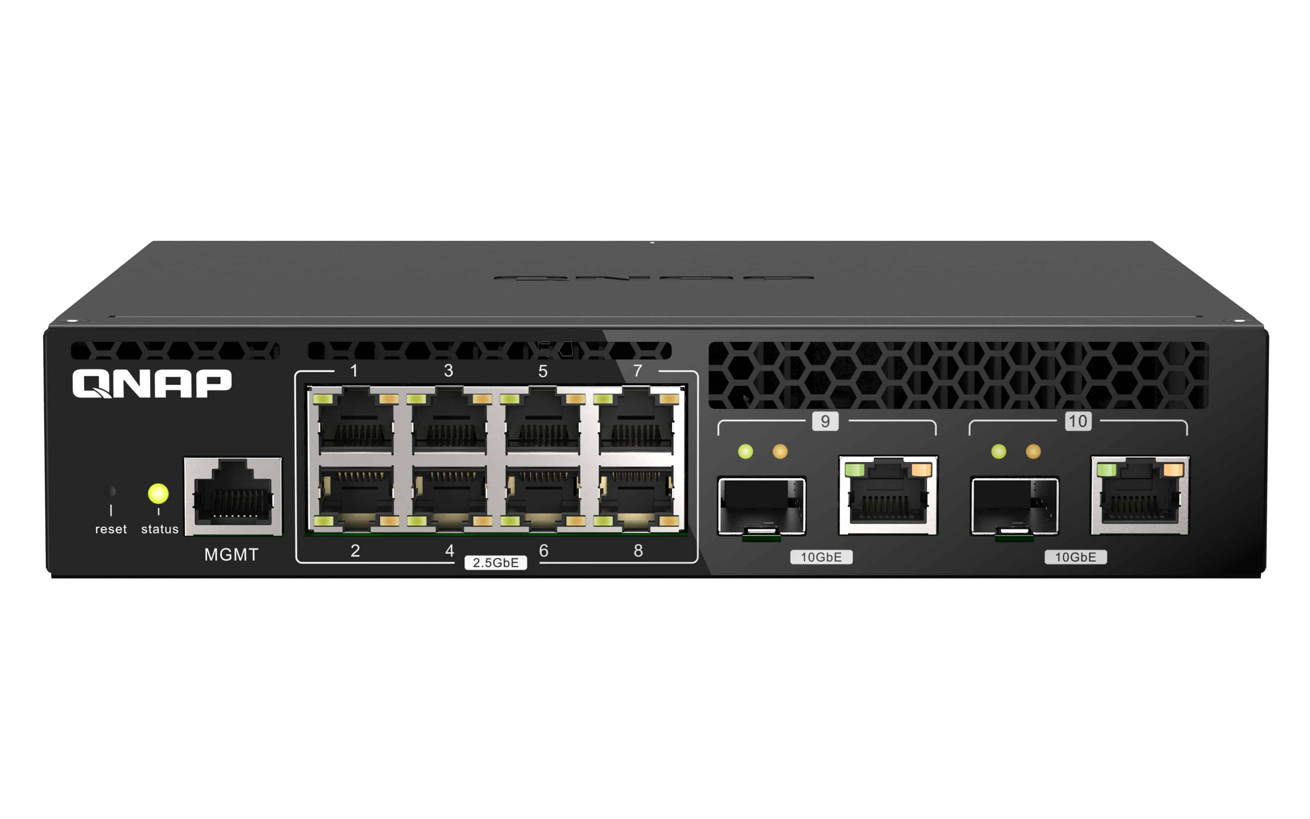 QNAP QSW-M2108R-2C netwerk-switch Managed L2 2.5G Ethernet (100/1000/2500) Power over Ethernet (PoE) Zwart (QSW-M2108R-2C) thumbnail QNAP QSW-M2108R-2C netwerk-switch Managed L2 2.5G Ethernet (100/1000/2500) Power over Ethernet (PoE) Zwart (QSW-M2108R-2C) thumbnail