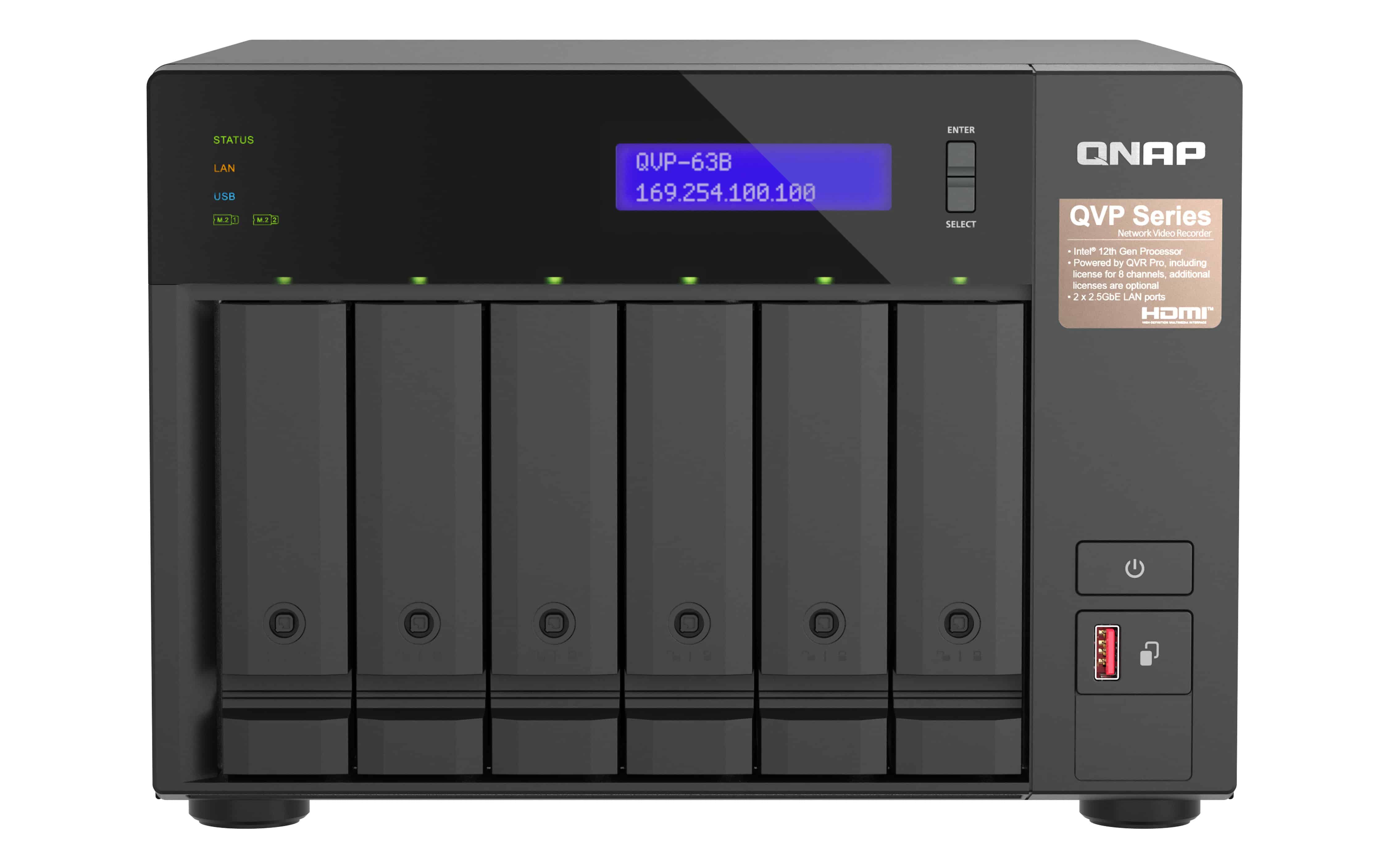 QNAP QVP-63B data-opslag-server NAS Tower Intel® Core™ i3 16 GB DDR4 0 TB Zwart (QVP-63B) thumbnail