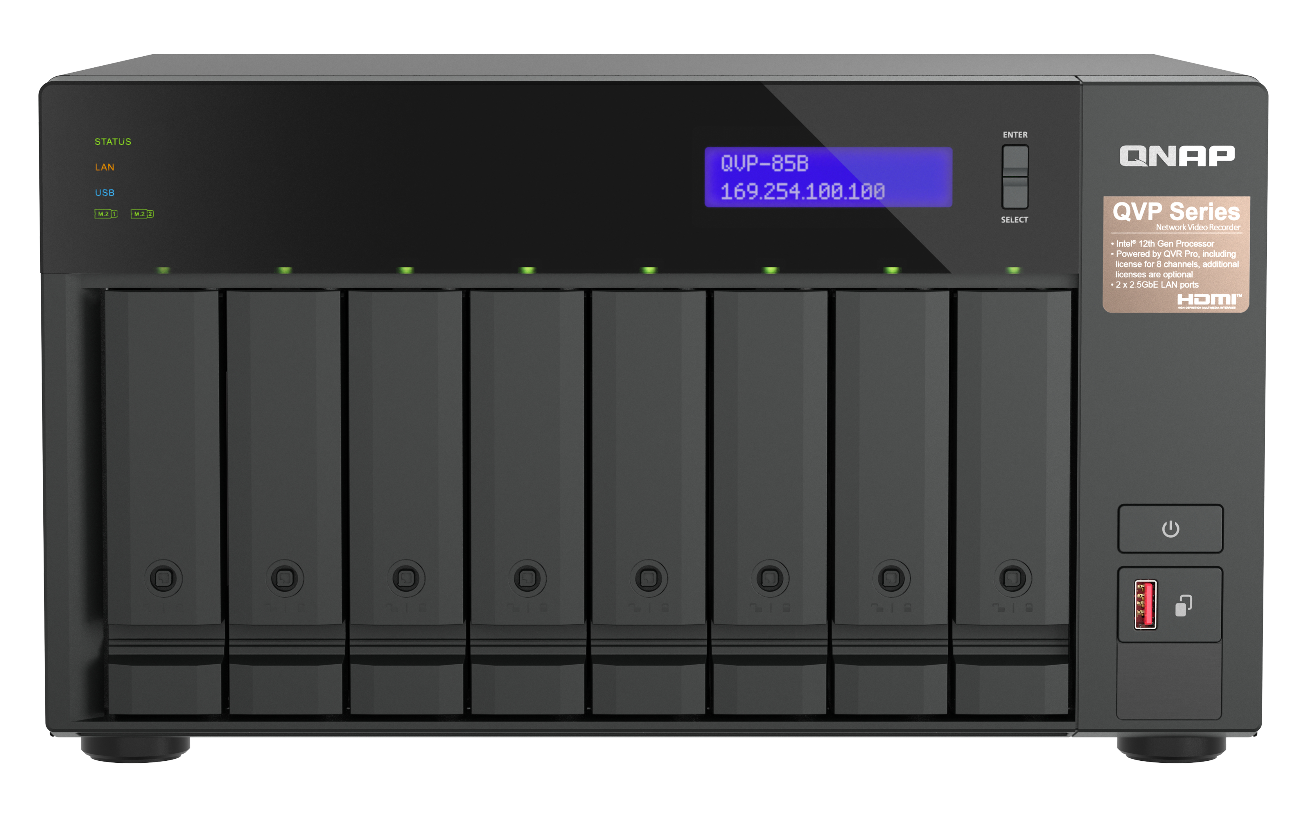 QNAP QVP-85B data-opslag-server NAS Tower Intel® Core™ i5 32 GB DDR4 0 TB QVR Pro Zwart (QVP-85B) thumbnail