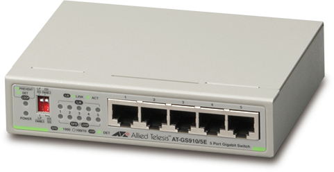 Allied Telesis AT-GS910/5E-50 Unmanaged Gigabit Ethernet (10/100/1000) Grijs (AT-GS910/5E-50) thumbnail