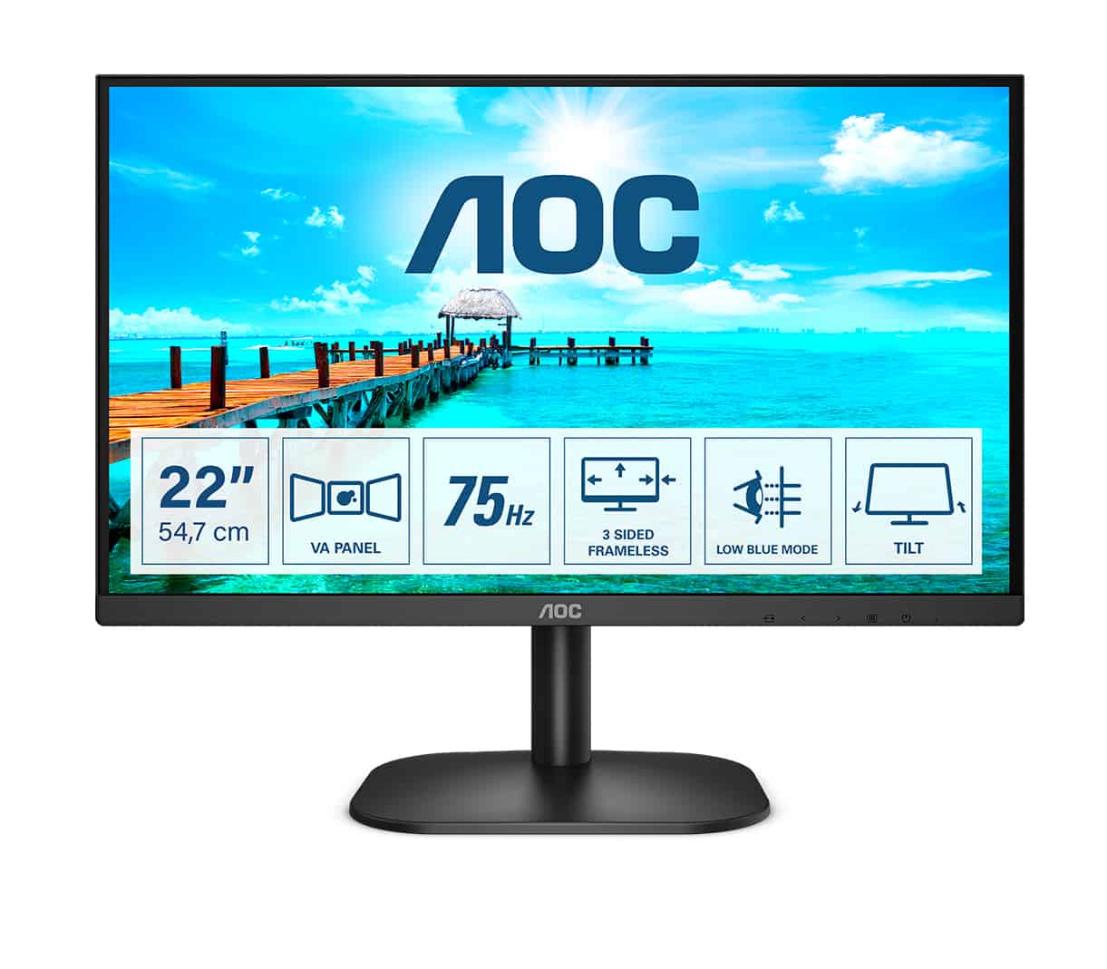 AOC B2 22B2H/EU LED display 54,6 cm (21.5) 1920 x 1080 Pixels Full HD Zwart (22B2H/EU) thumbnail