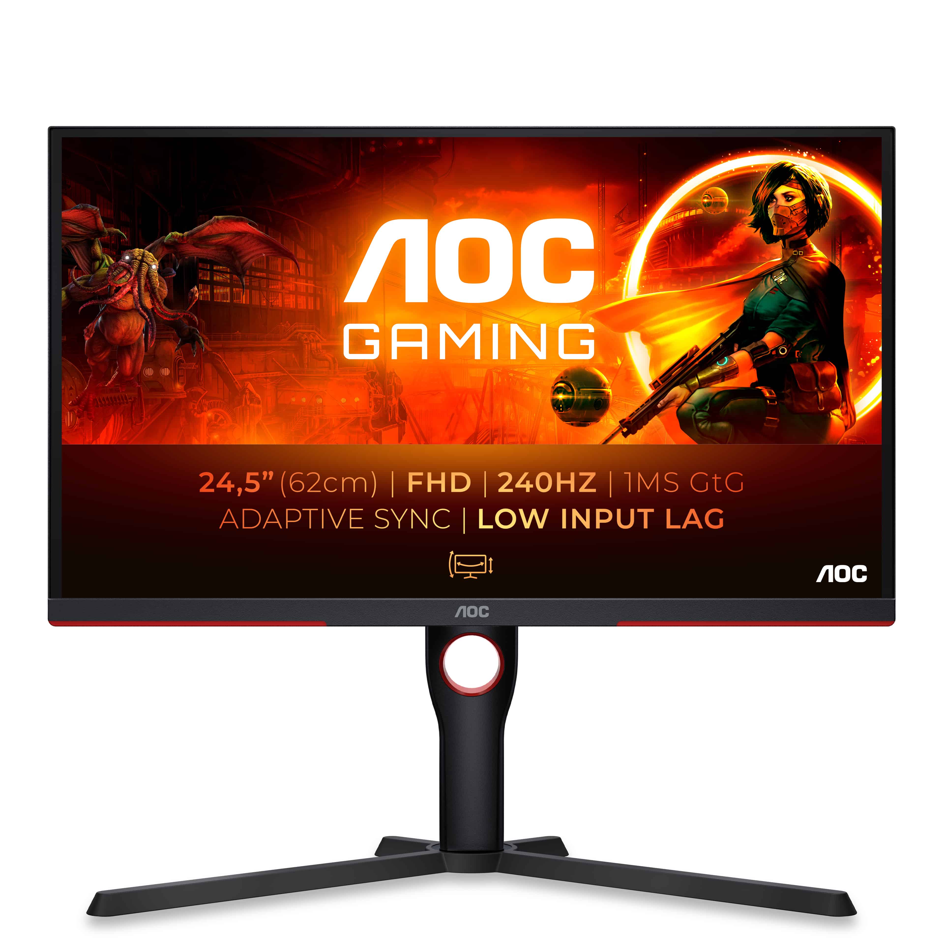 AOC G3 25G3ZM/BK computer monitor 62,2 cm (24.5) 1920 x 1080 Pixels Full HD Zwart, Rood (25G3ZM/BK) thumbnail