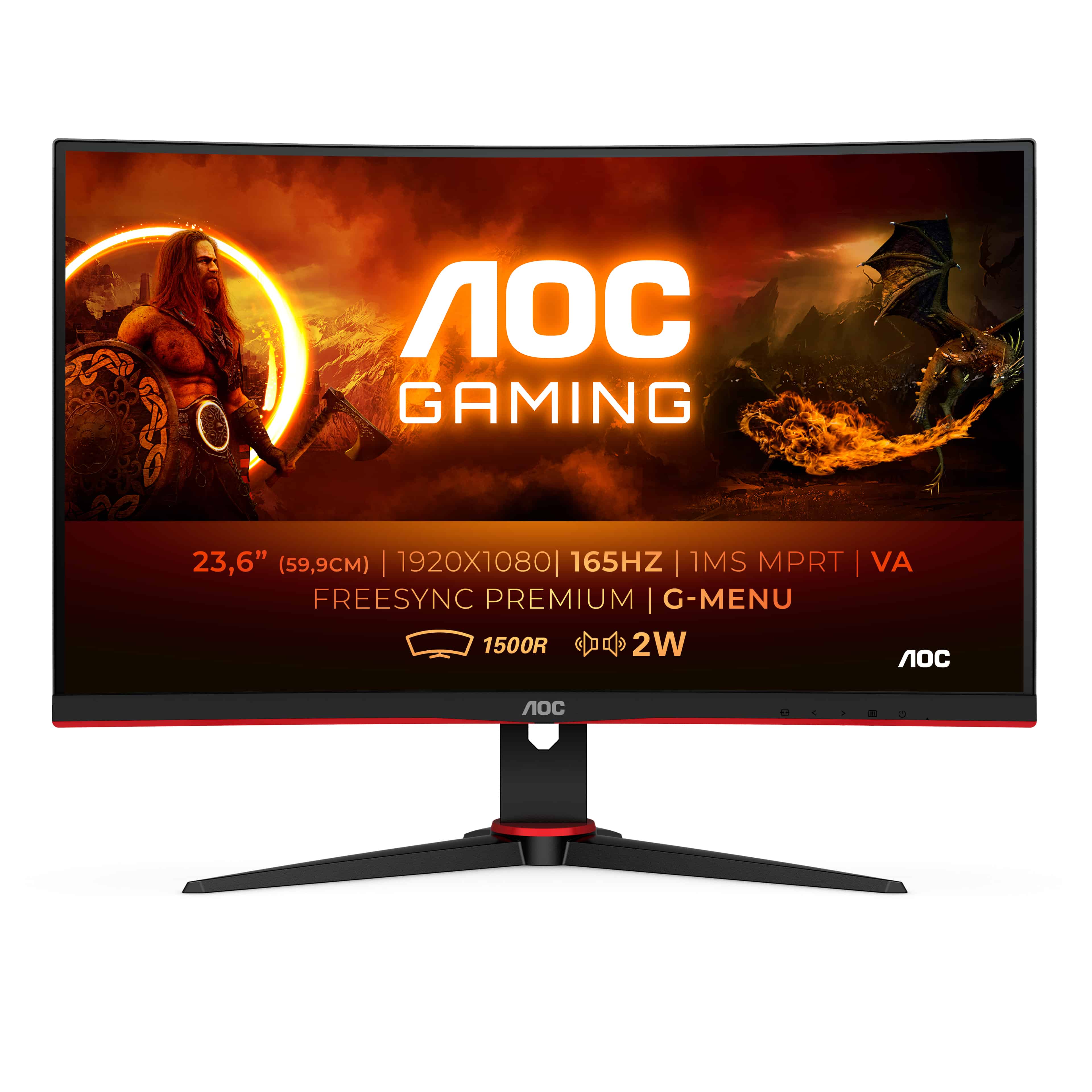 AOC G2 C24G2AE/BK computer monitor 59,9 cm (23.6) 1920 x 1080 Pixels Full HD LED Zwart, Rood (C24G2AE/BK) thumbnail