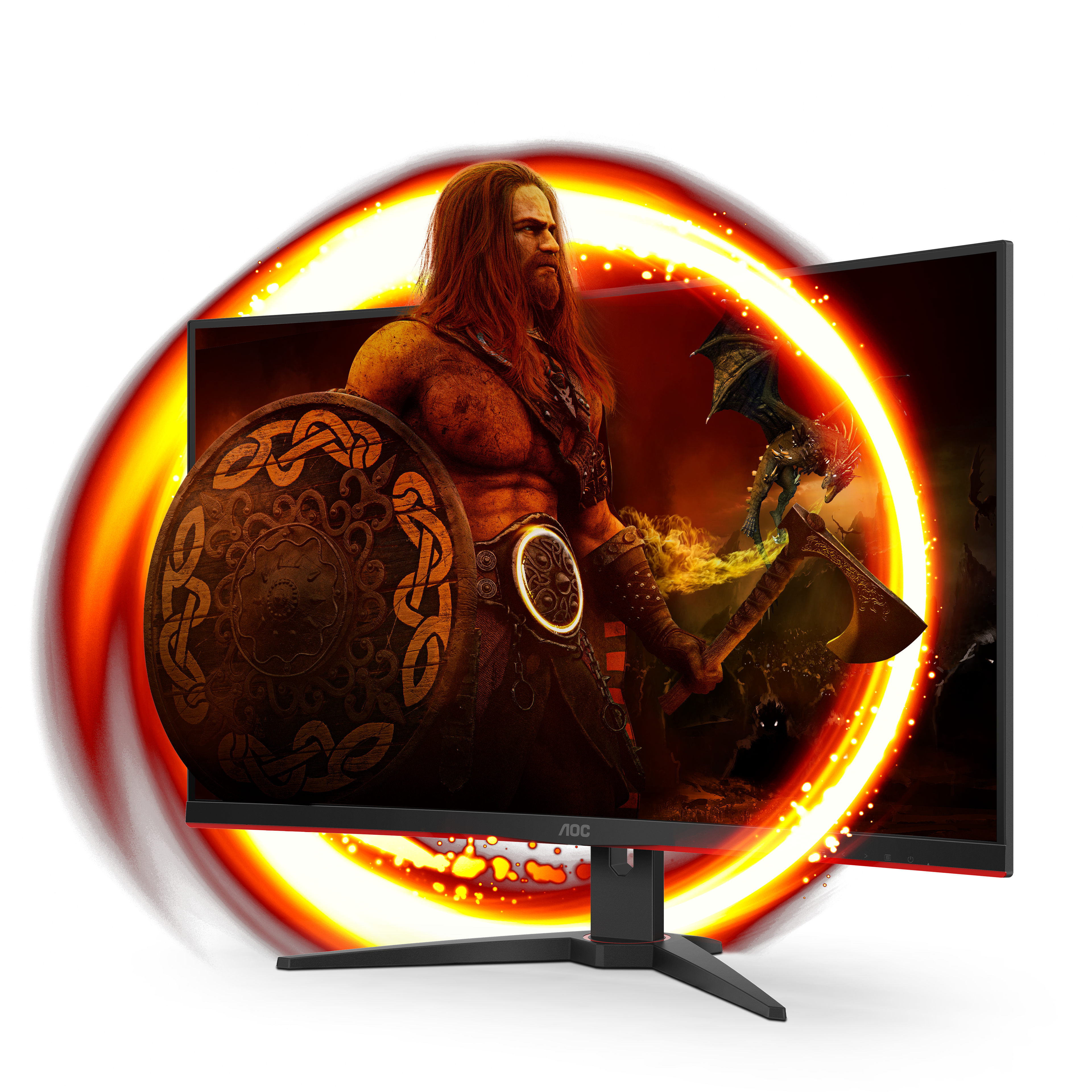 AOC G2 C32G2ZE/BK computer monitor 80 cm (31.5) 1920 x 1080 Pixels Full HD LED Zwart, Rood (C32G2ZE/BK) thumbnail