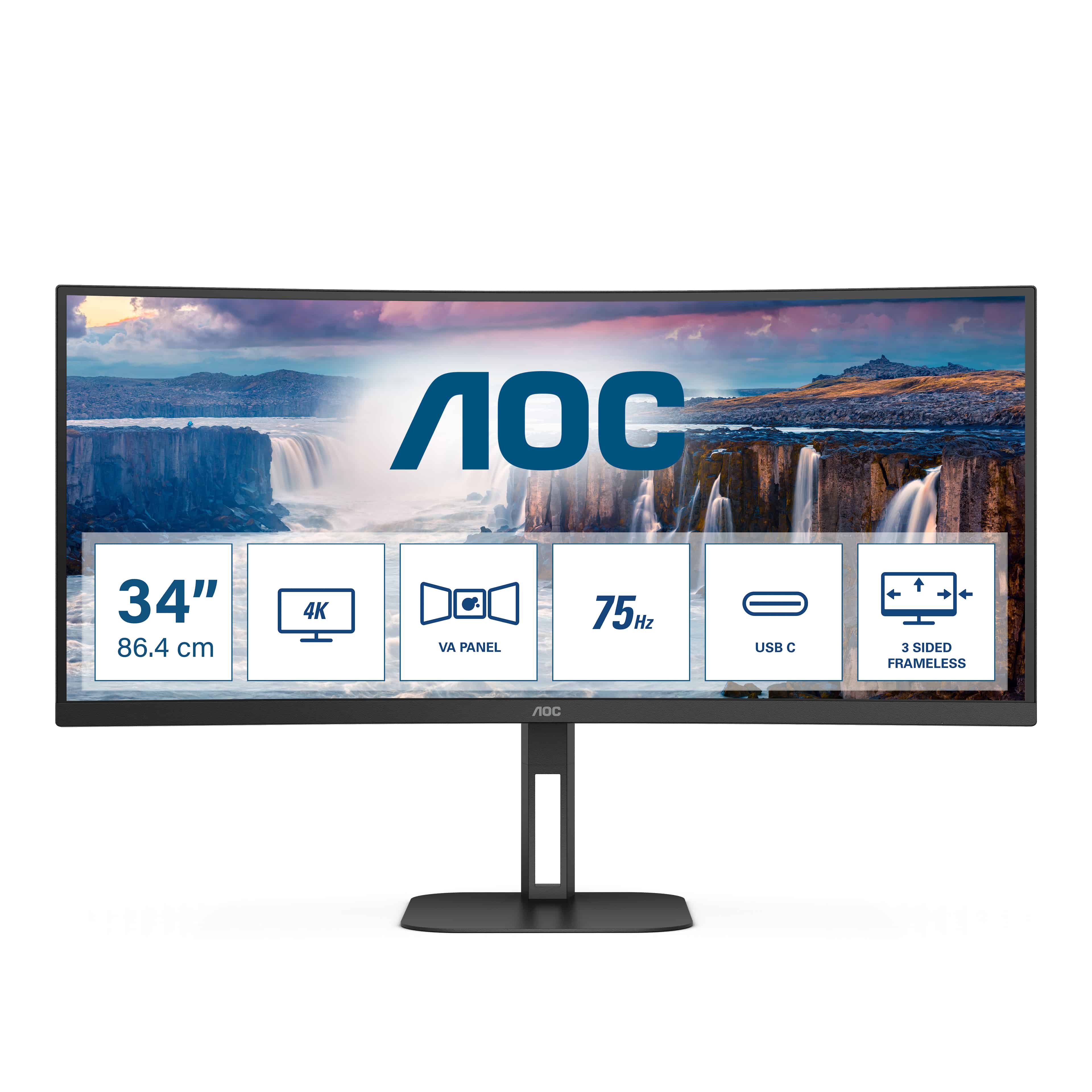 AOC V5 CU34V5C 86,4 cm (34) 3440 x 1440 Pixels Wide Quad HD LED Zwart (CU34V5C/BK) thumbnail