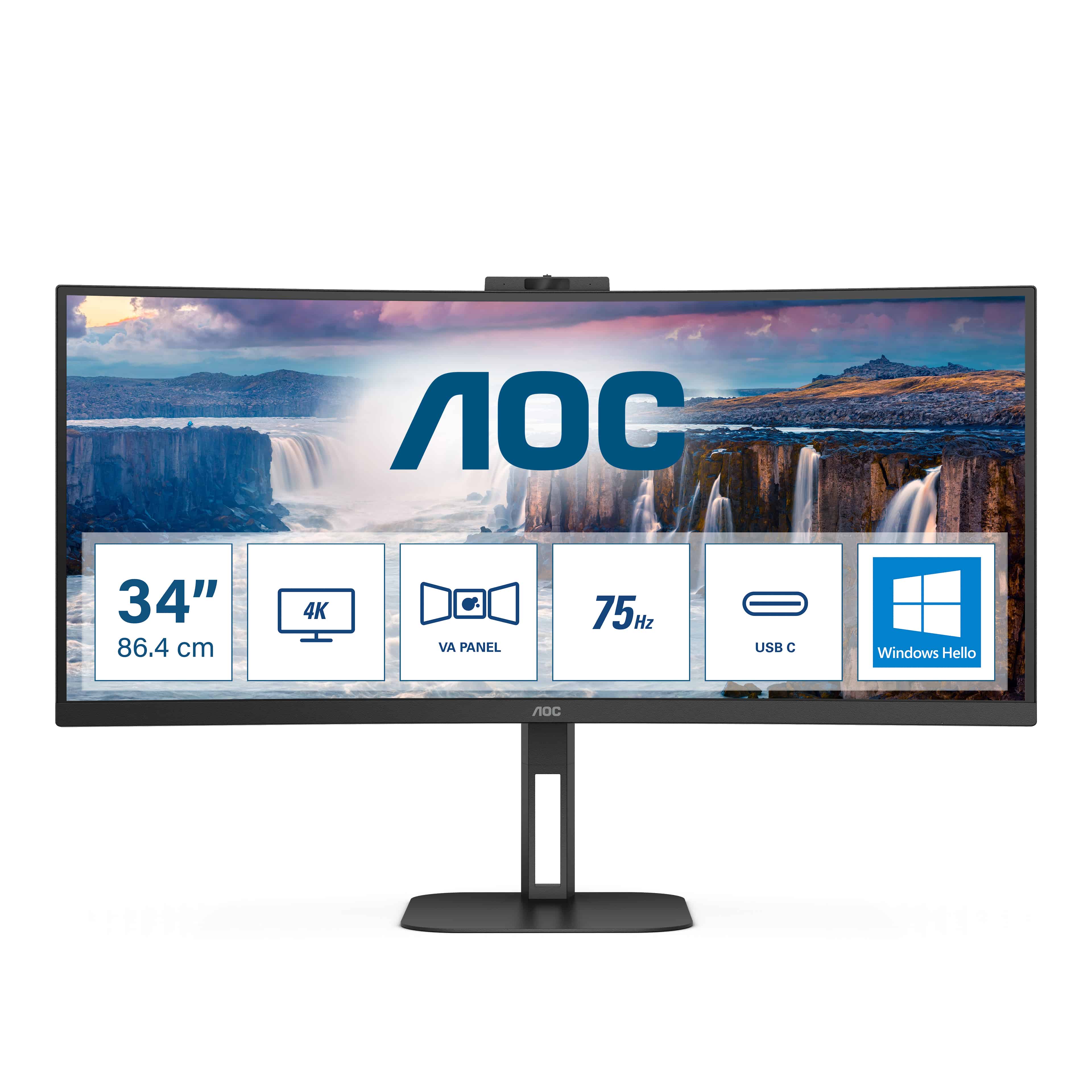 AOC V5 CU34V5CW 86,4 cm (34) 3440 x 1440 Pixels Wide Quad HD LED Zwart (CU34V5CW/BK) thumbnail