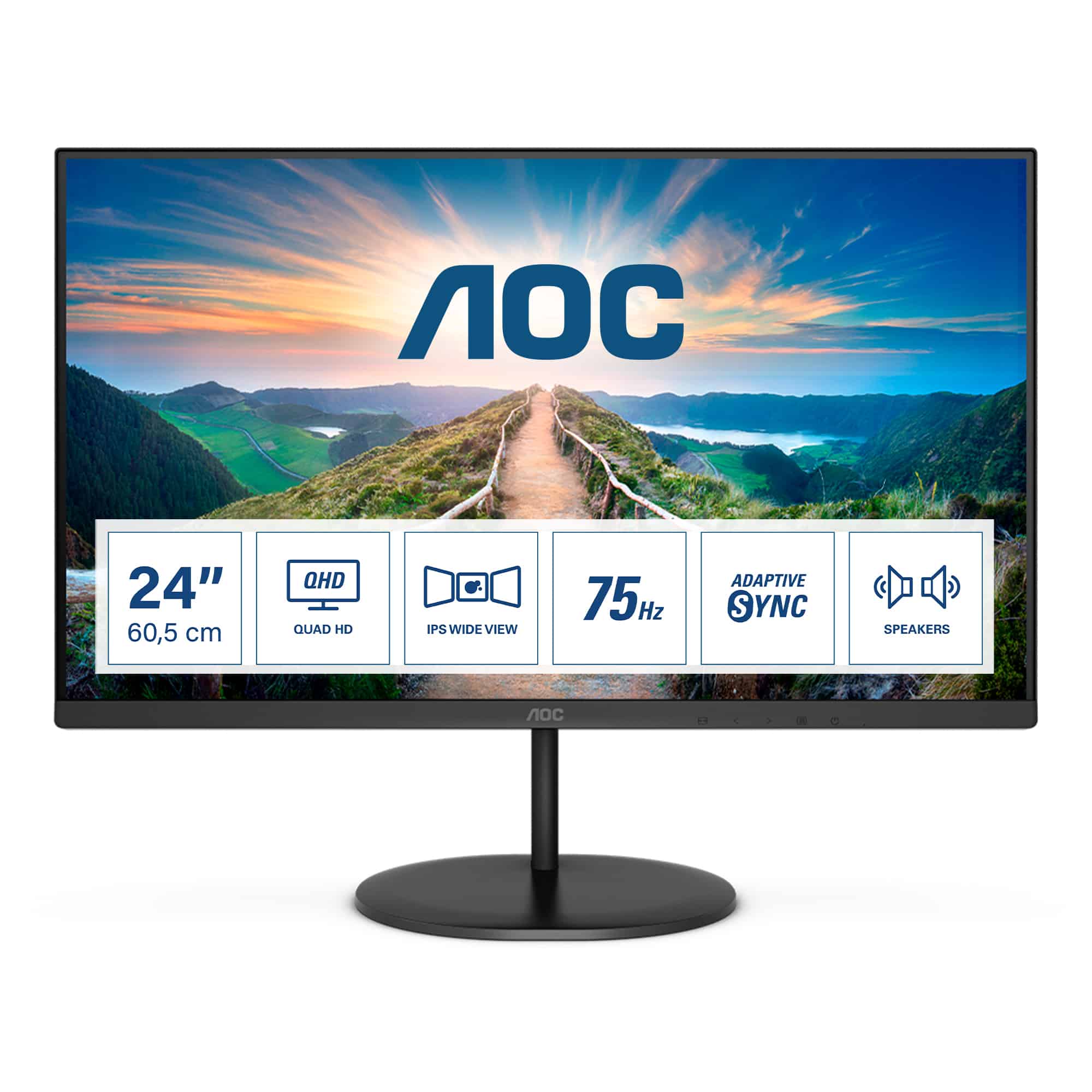 AOC V4 Q24V4EA LED display 60,5 cm (23.8) 2560 x 1440 Pixels 2K Ultra HD Zwart (Q24V4EA) thumbnail