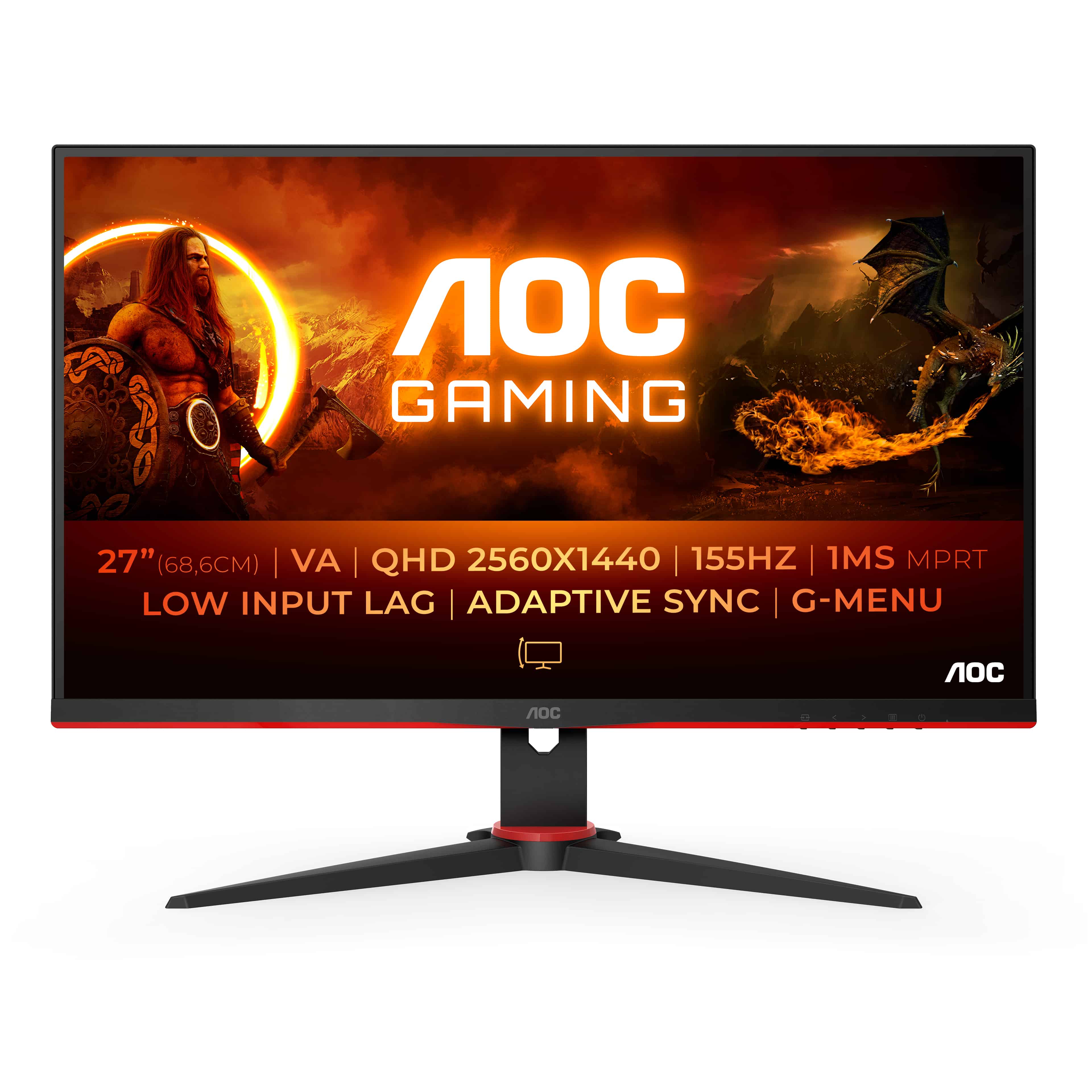 AOC G2 Q27G2E/BK computer monitor 68,6 cm (27) 2560 x 1440 Pixels Quad HD Zwart, Rood (Q27G2E/BK) thumbnail