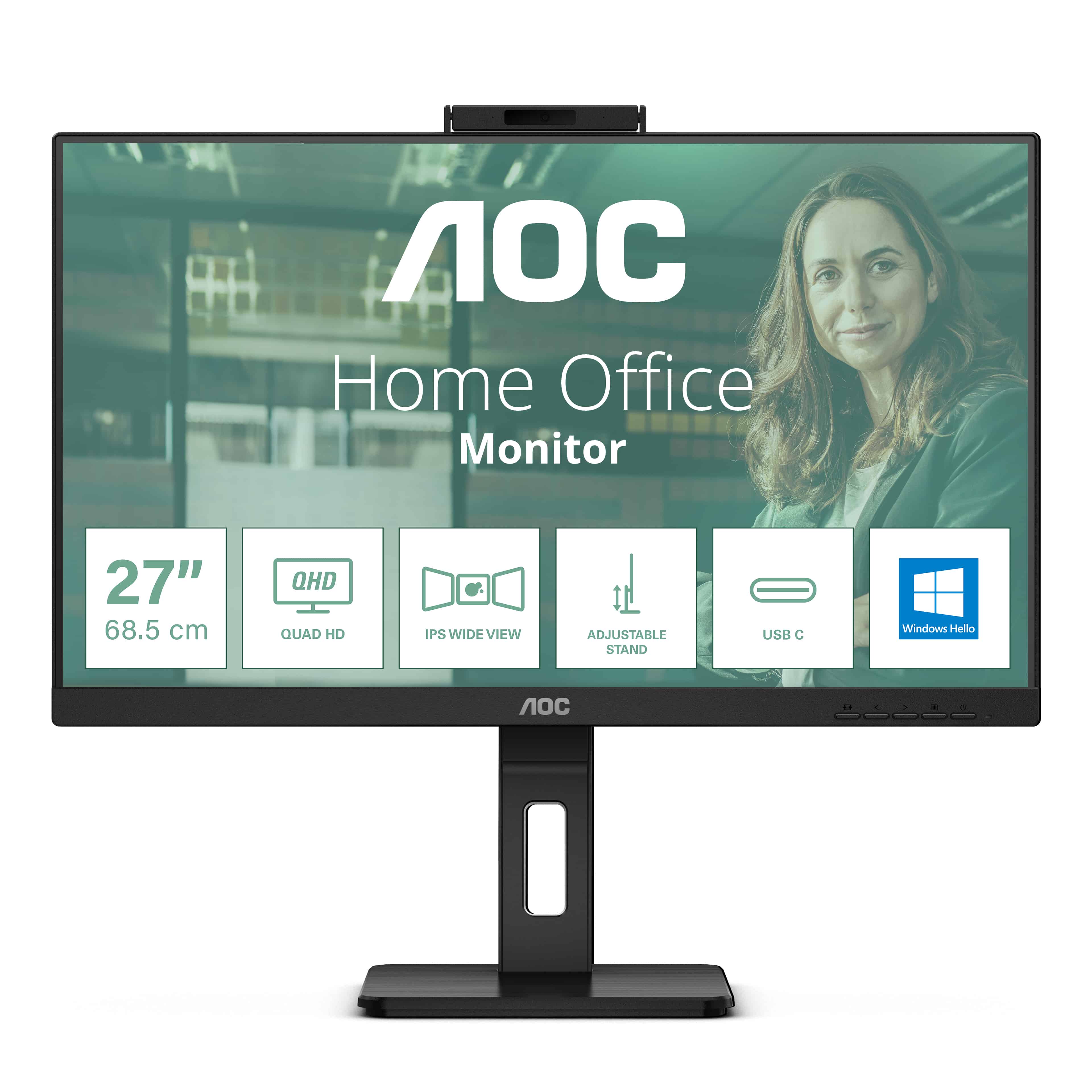 AOC Q27P3QW computer monitor 68,6 cm (27) 2560 x 1440 Pixels Quad HD Zwart (Q27P3QW) thumbnail